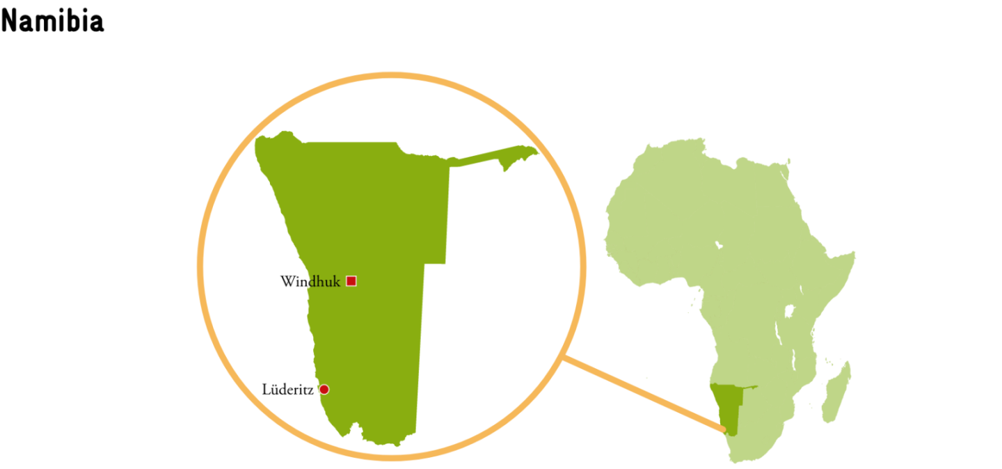 Kartenansicht von Nambia / Afrika