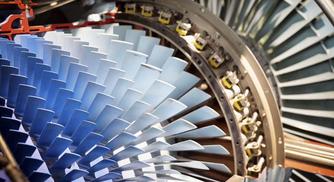 Nahaufnahme des Inneren einer Gasturbine