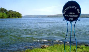 Ein Abschnitt des Nils in Jinja (Uganda).