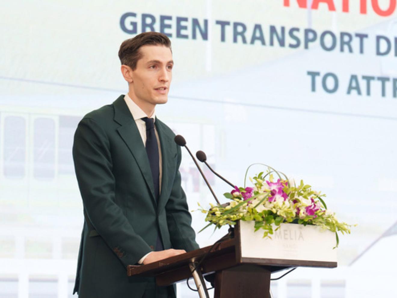 Mr. Fabian Hartjes giving a speech