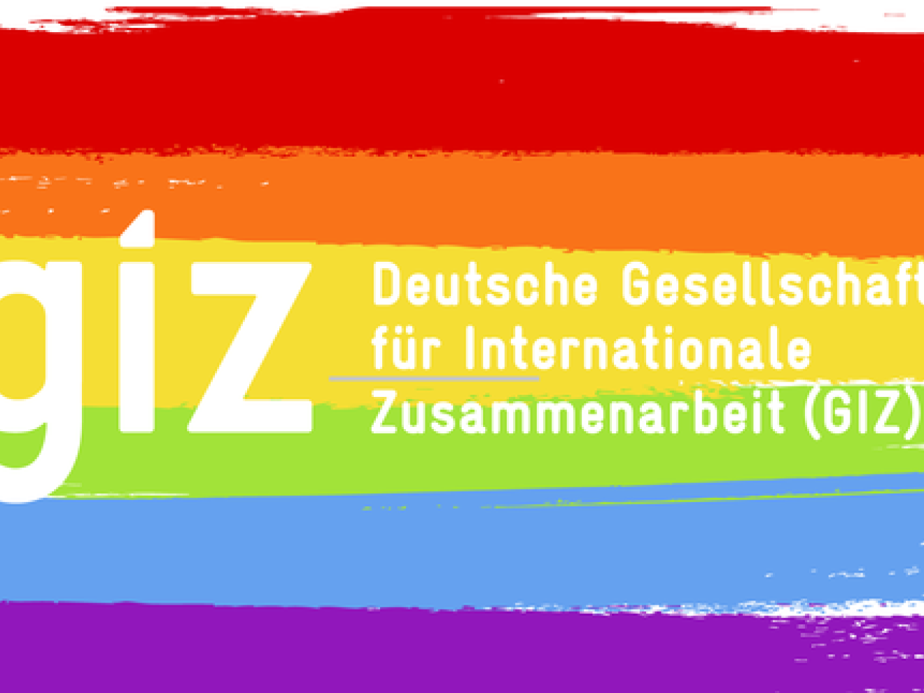 Das Logo der GIZ mit einem Regenbogen als Hintergrund
