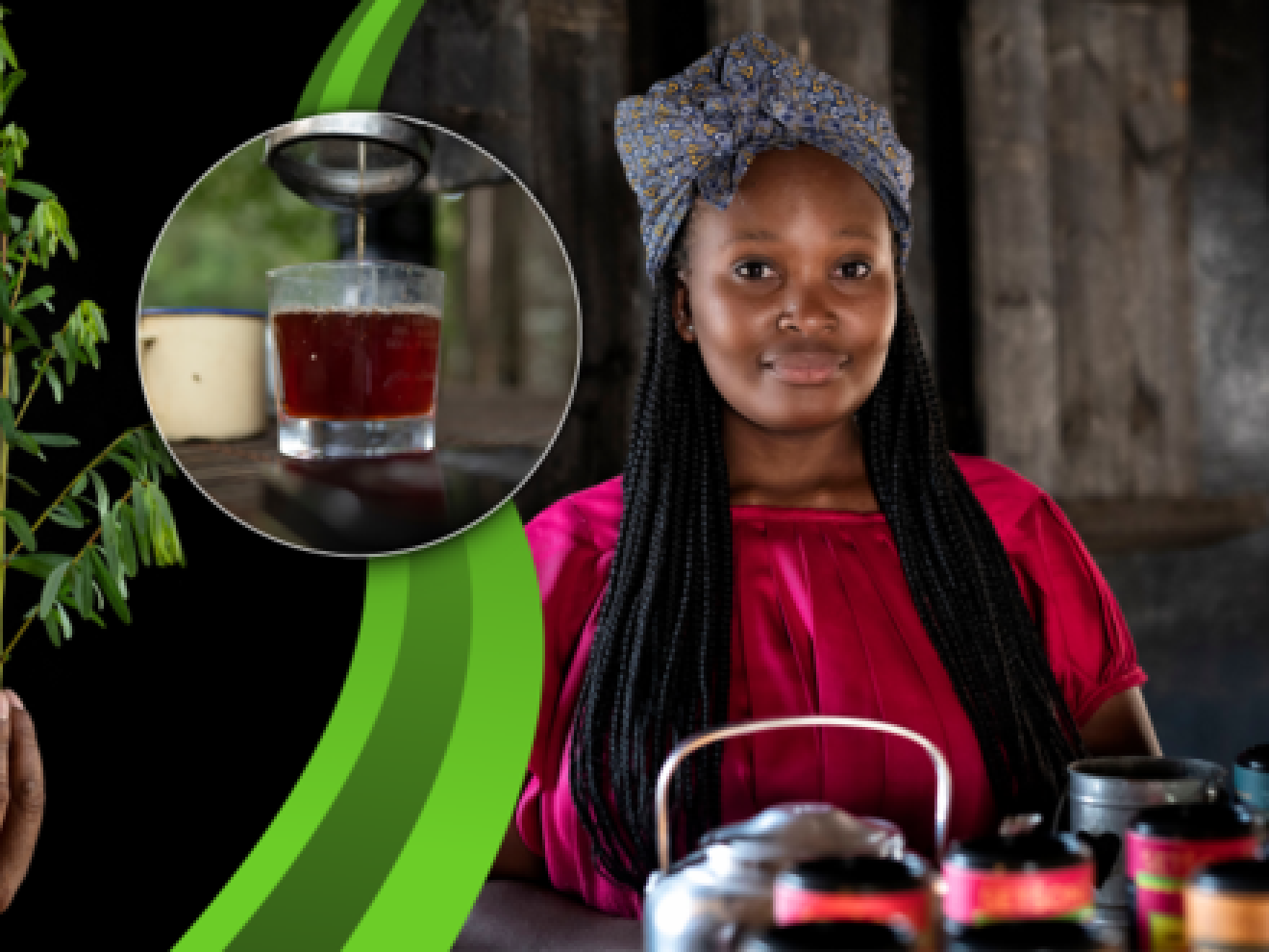 Woman standing behind products