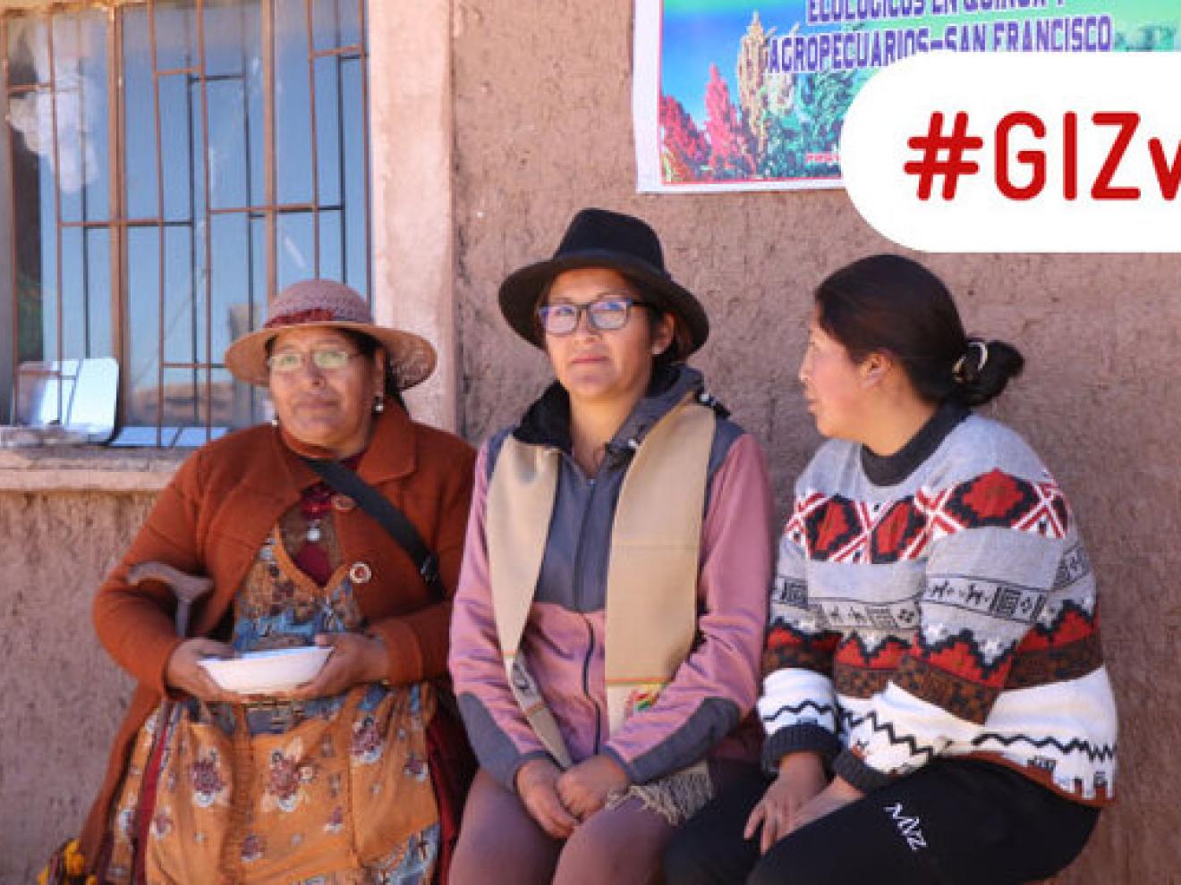 Three women quinoa producers in Bolivia