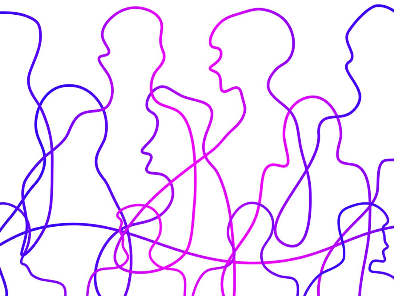 Grafik von Menschen im Stil Oneline